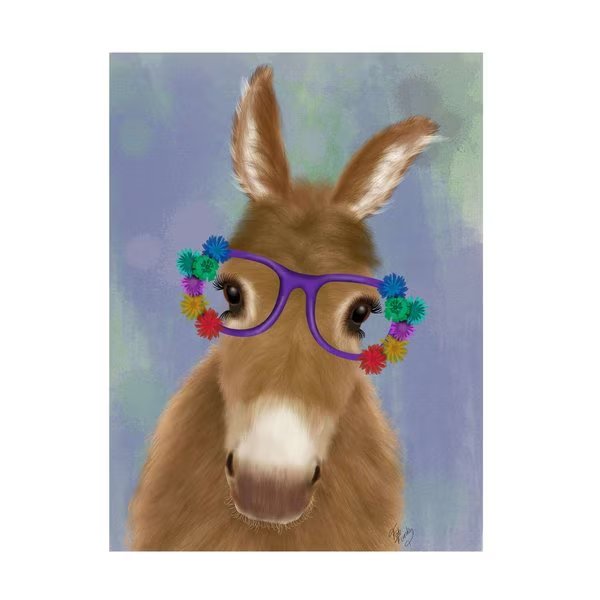 Fab Funky 'Donkey Purple Flower Glasses' Canvas Art, 35x47, Trademark Fine Art, Mfr#: WAG18749-C3547GG